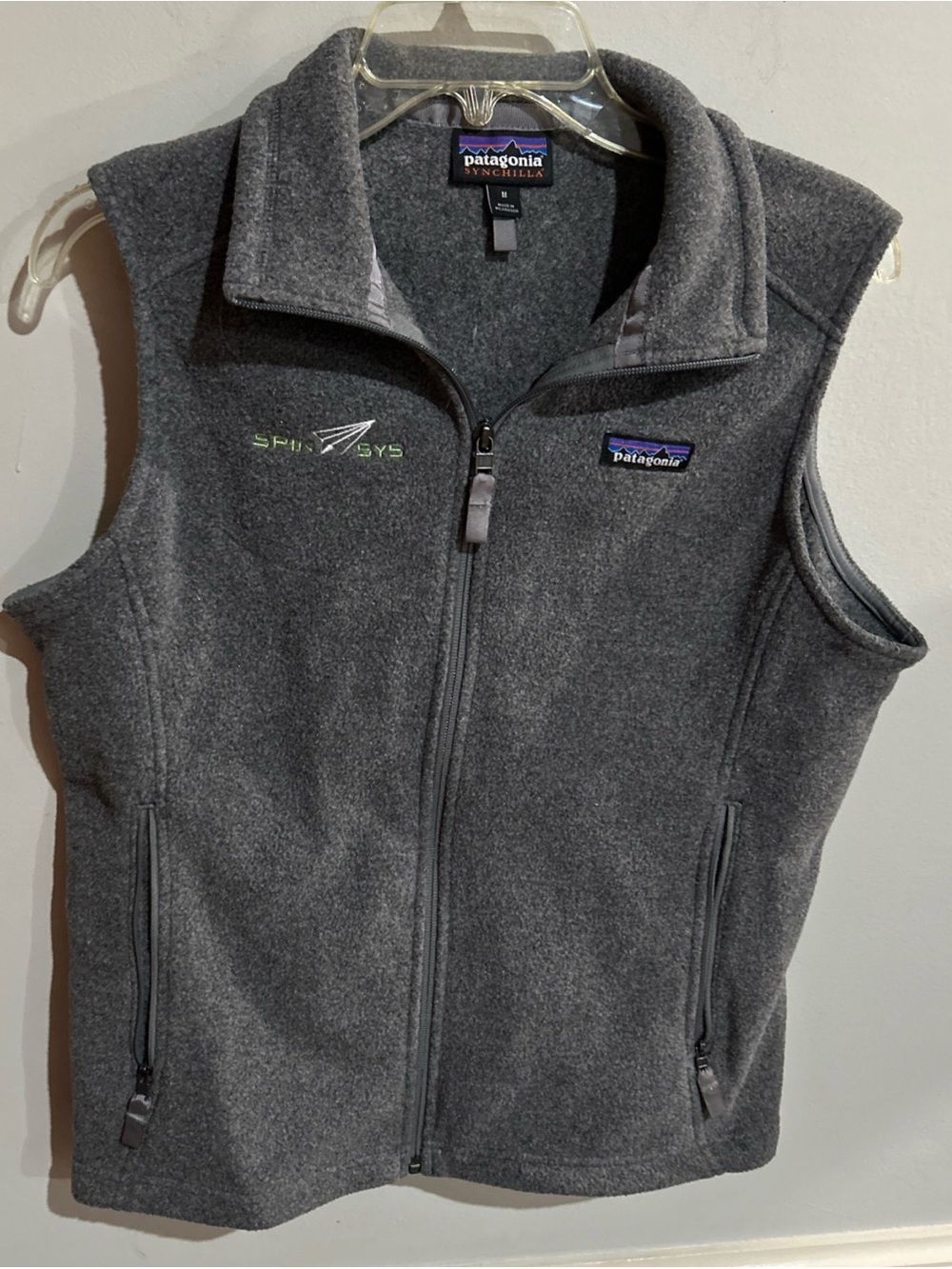 Patagonia Kids Gray Synchilla Fleece Vest with Logo